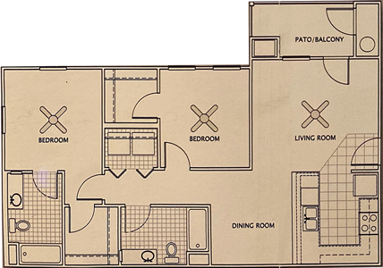 B1 - Two Bedroom / Two Bath - 970 Sq.Ft.*